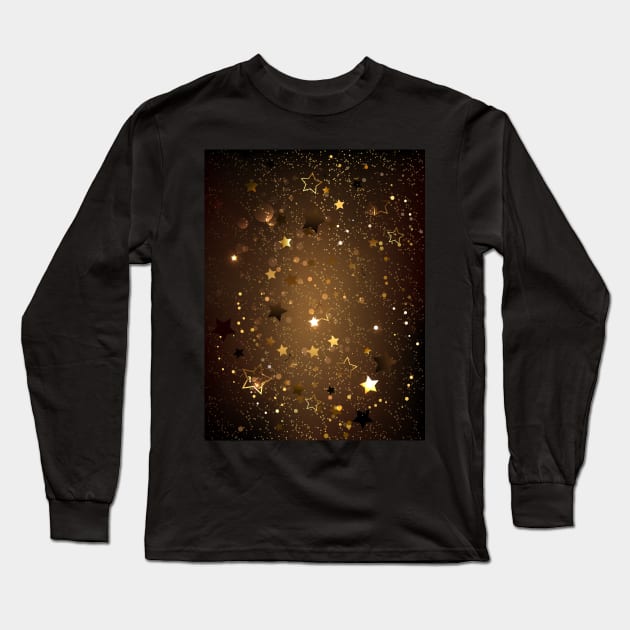 Brown Background with Stars Long Sleeve T-Shirt by Blackmoon9